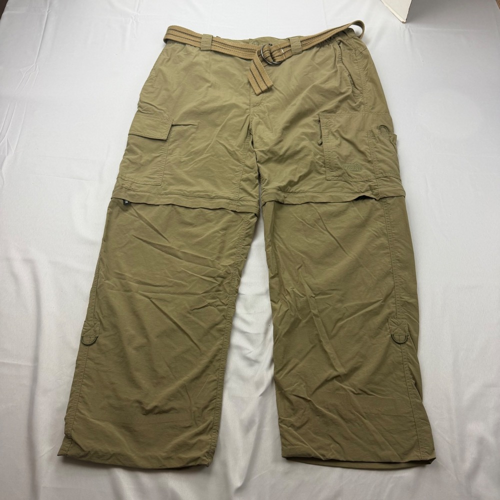 The North Face‎ Convertible Cargo Pants Mens XL Tan Hiking Zip Off Belted